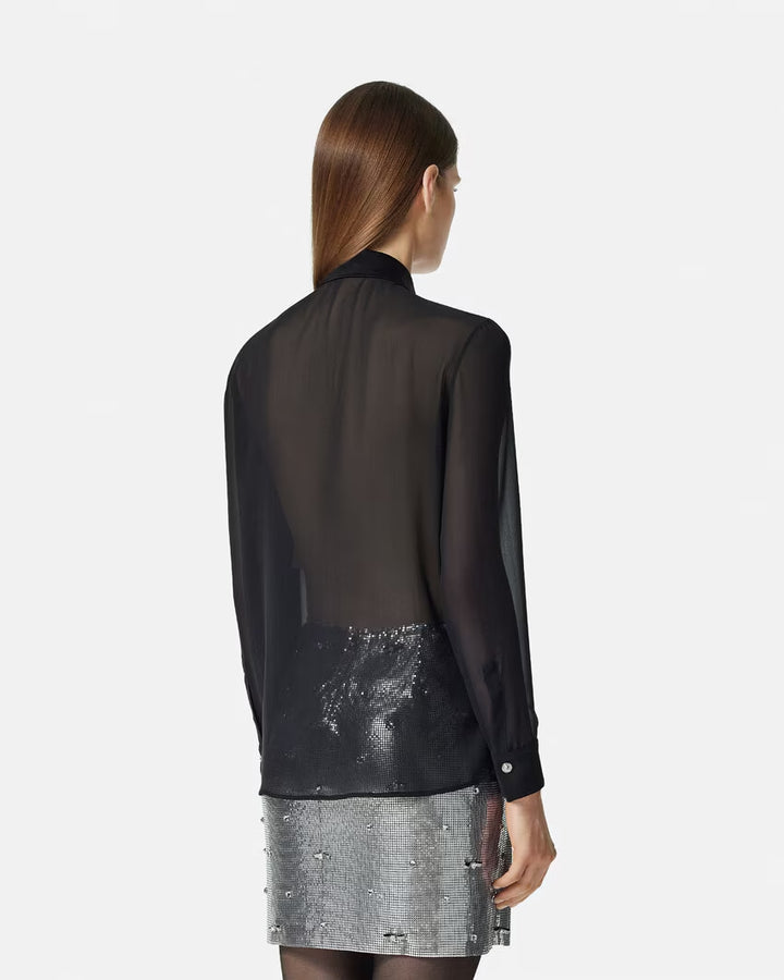 Versace METAL MESH GEORGETTE-SILK SHIRT