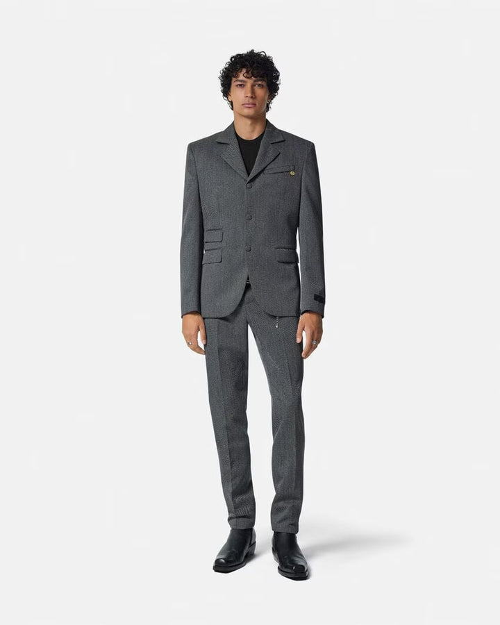 VERSACE Mouliné Wool Formal Pants