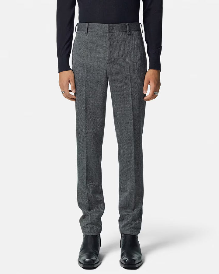 VERSACE Mouliné Wool Formal Pants