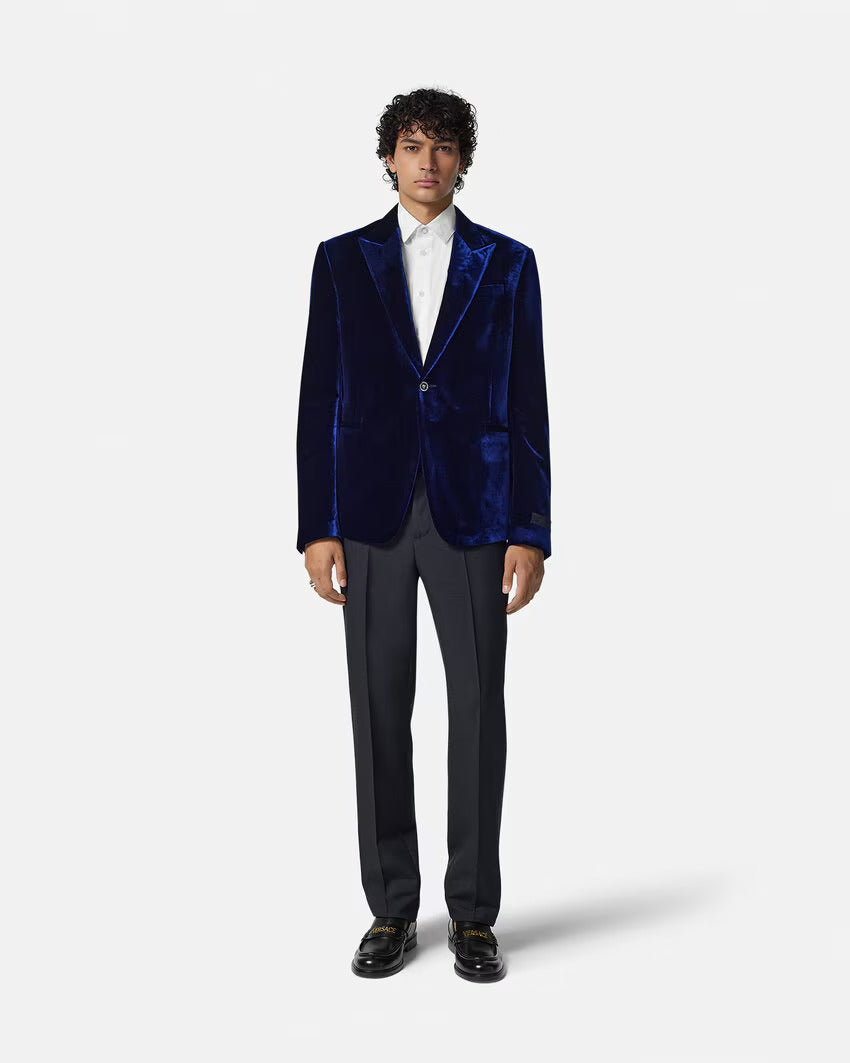 VERSACE Velvet Single-Breasted Blazer