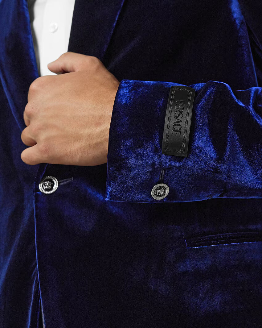 VERSACE Velvet Single-Breasted Blazer