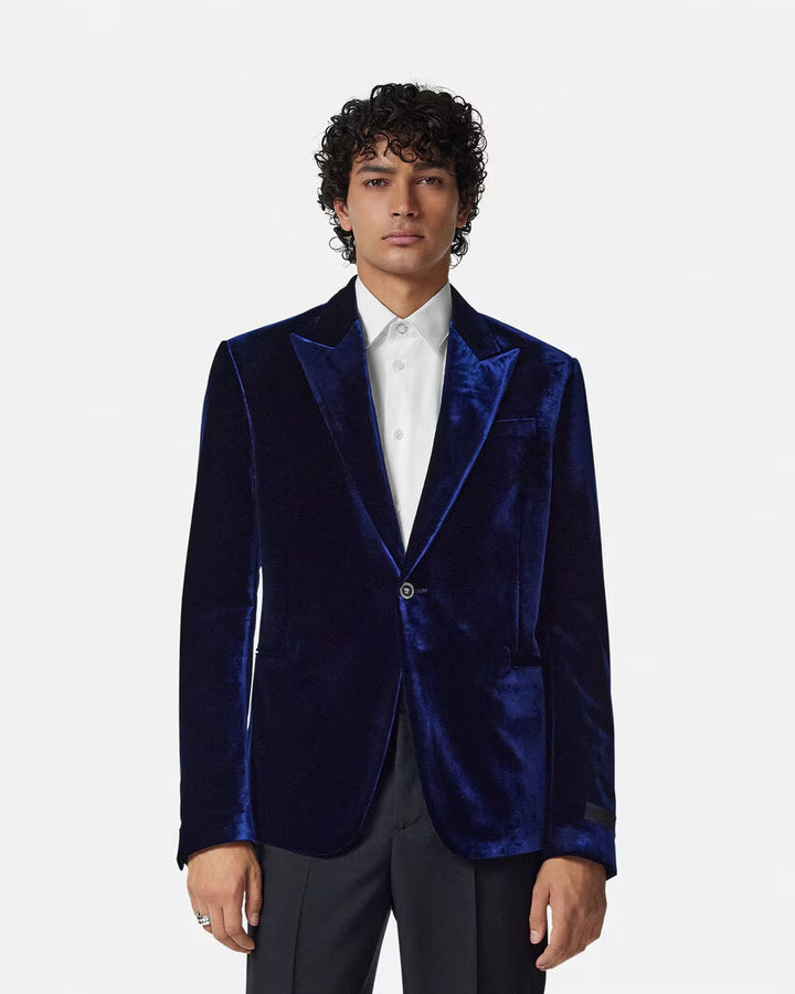 VERSACE Velvet Single-Breasted Blazer