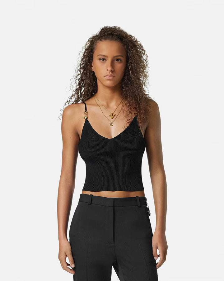 Versace SAFETY PIN KNIT CROP TOP