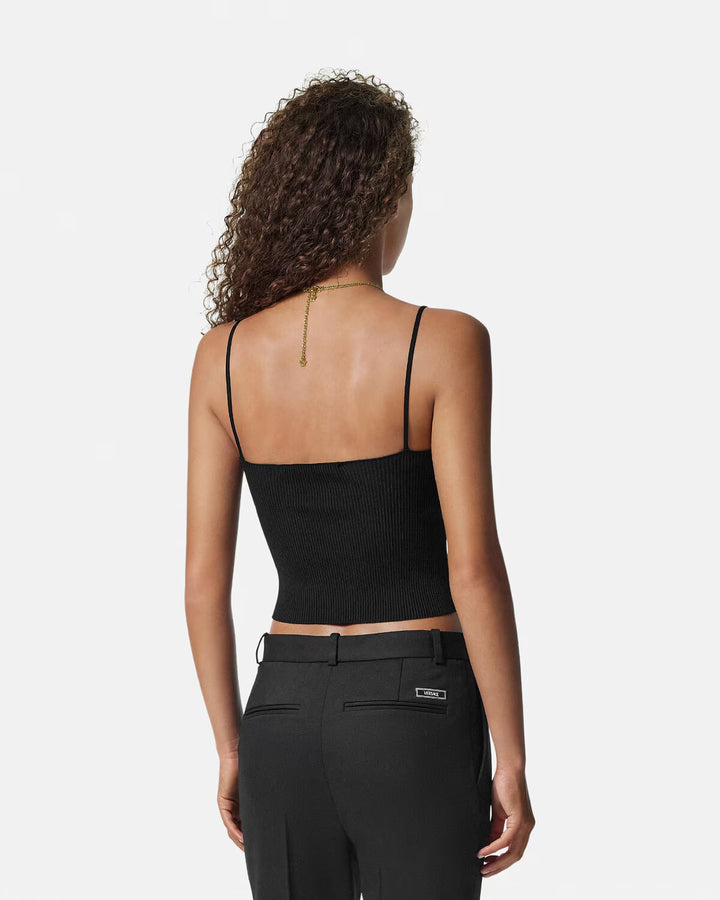 Versace SAFETY PIN KNIT CROP TOP