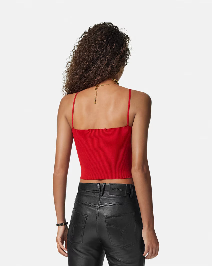 Versace SAFETY PIN KNIT CROP TOP