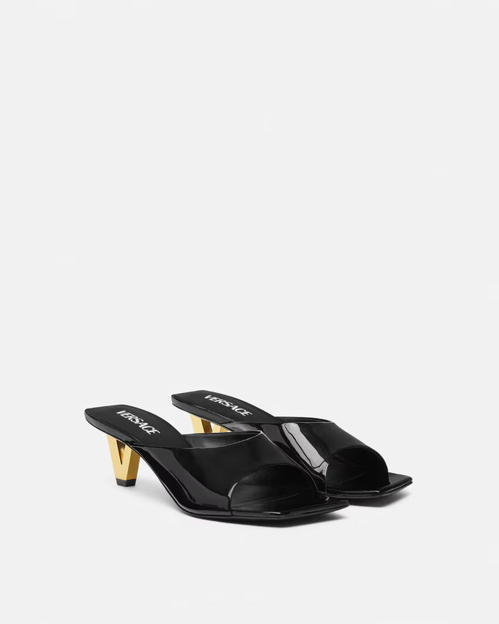 VERSACE V2025 Patent Mules 55 mm