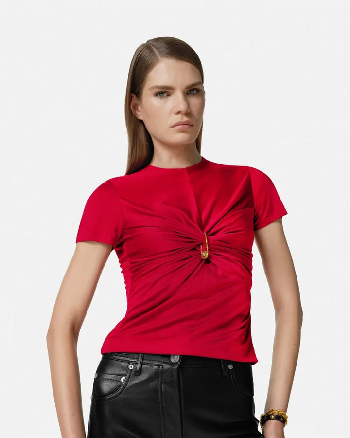 Versace SAFETY PIN GATHERED TOP