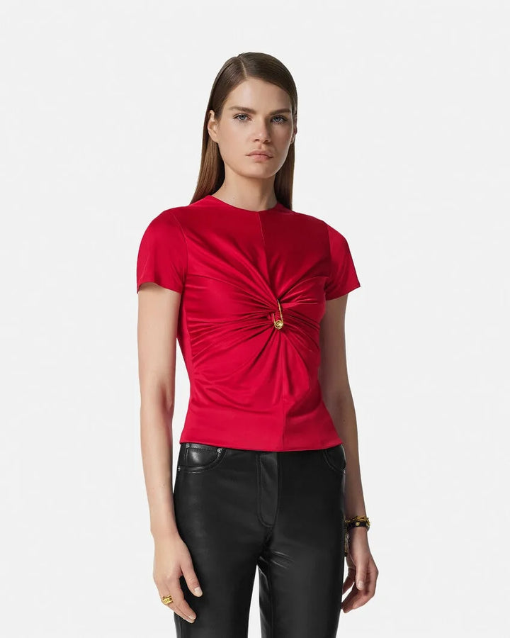 Versace SAFETY PIN GATHERED TOP