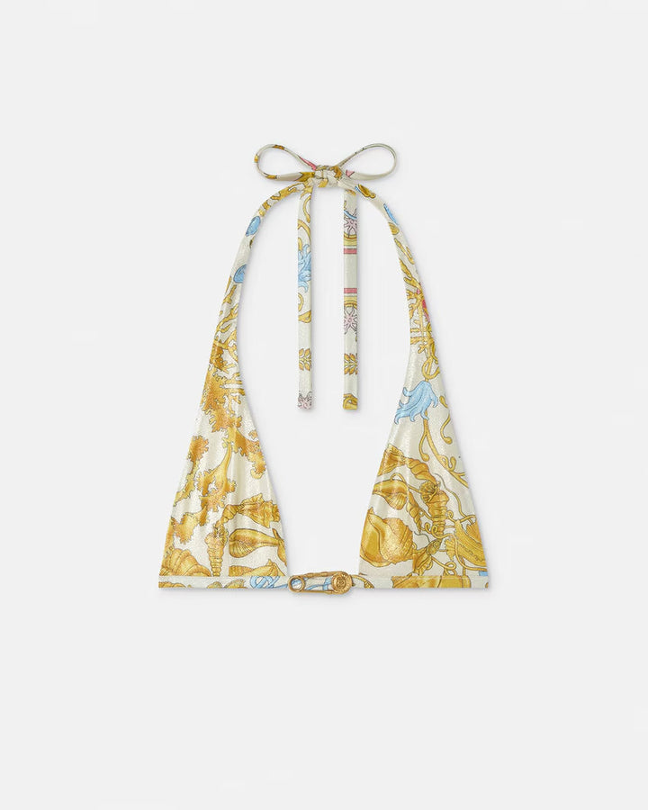 VERSACE Underwater Barocco Metallic Bikini Top