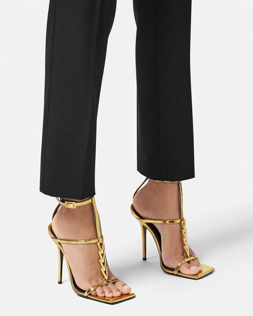 VERSACE V2025 Chain Metallic Sandals 105 mm