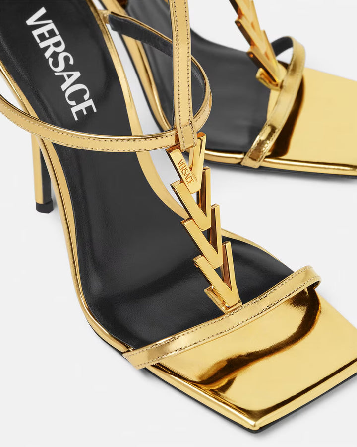 VERSACE V2025 Chain Metallic Sandals 105 mm
