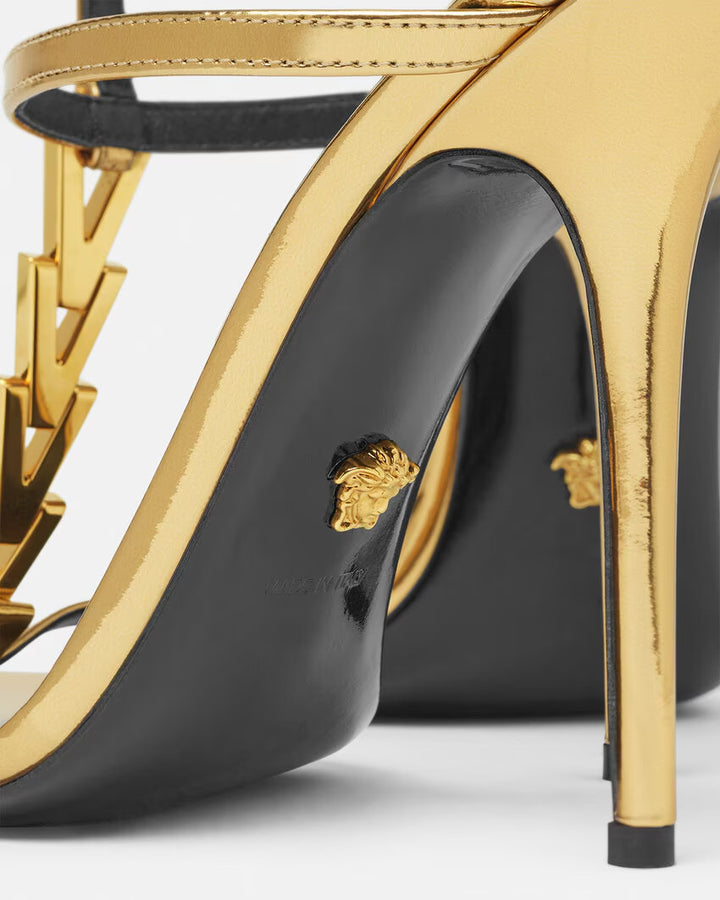 VERSACE V2025 Chain Metallic Sandals 105 mm