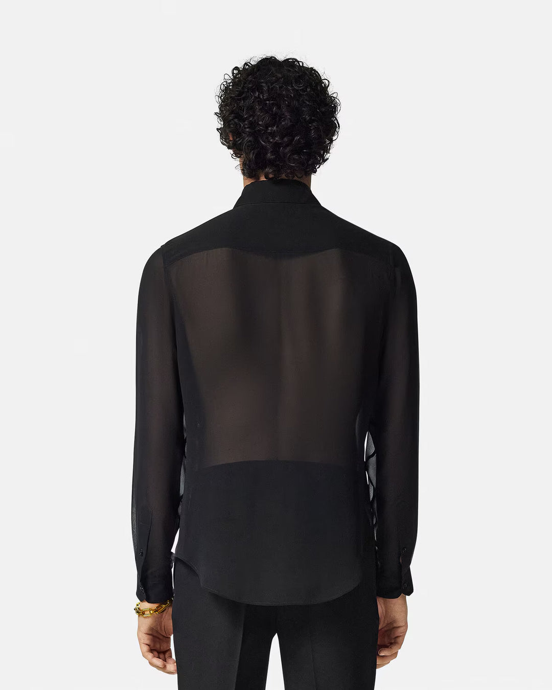 Versace EMBROIDERED BAROCCO LEAF GEORGETTE SHIRT