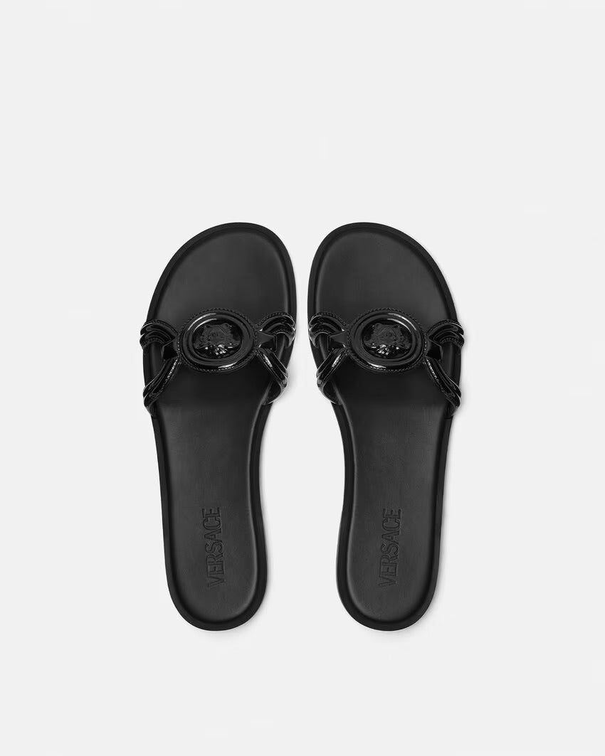 VERSACE Medusa '95 Patent Flat Sandals