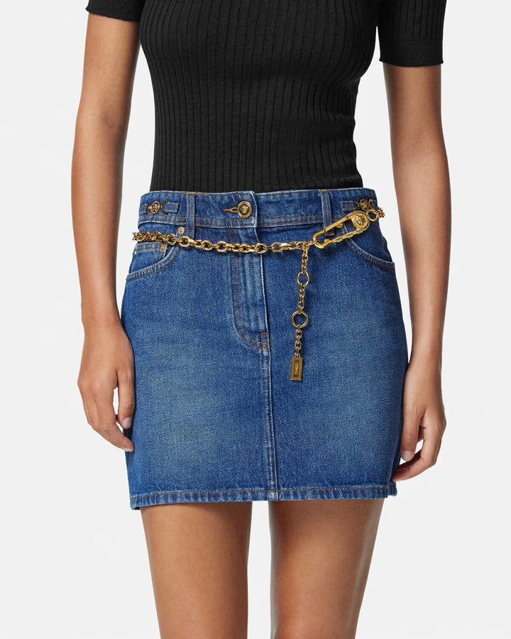 VERSACE Safety Pin Chain Belt 0.8"