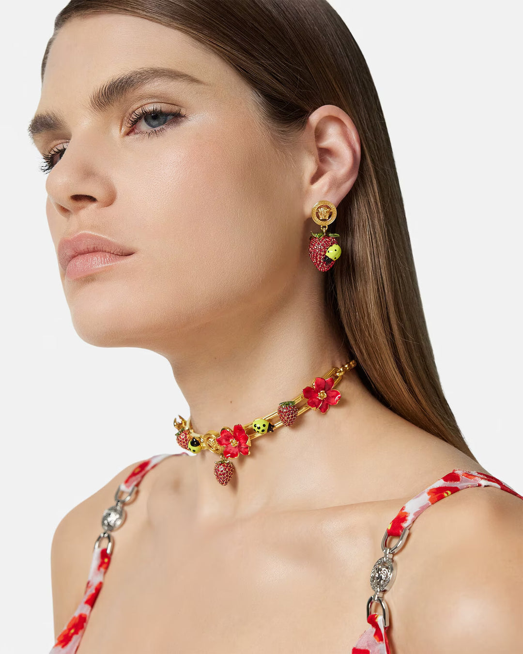 VERSACE Crystal Strawberry Garden Earrings