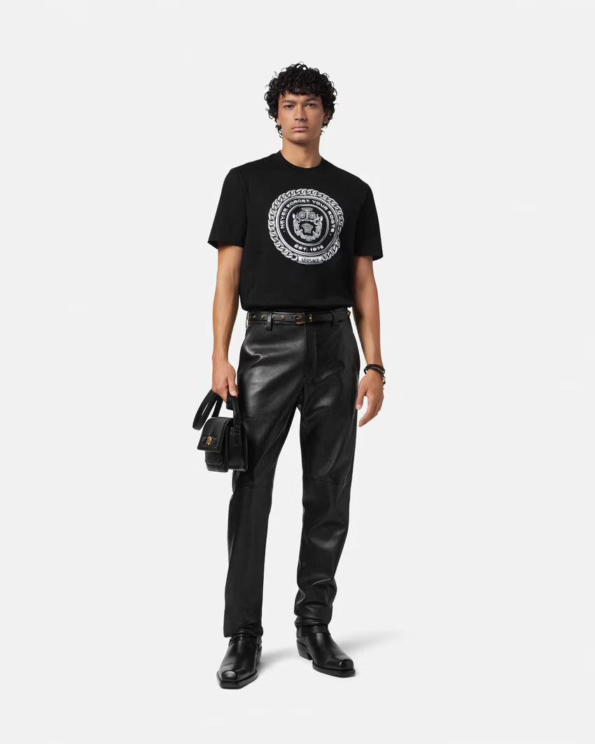 VERSACE Regular-Fit Plongé Leather Pants