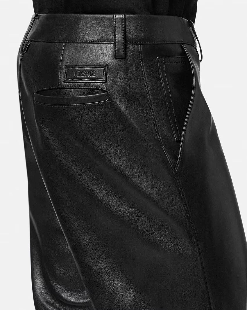 VERSACE Regular-Fit Plongé Leather Pants