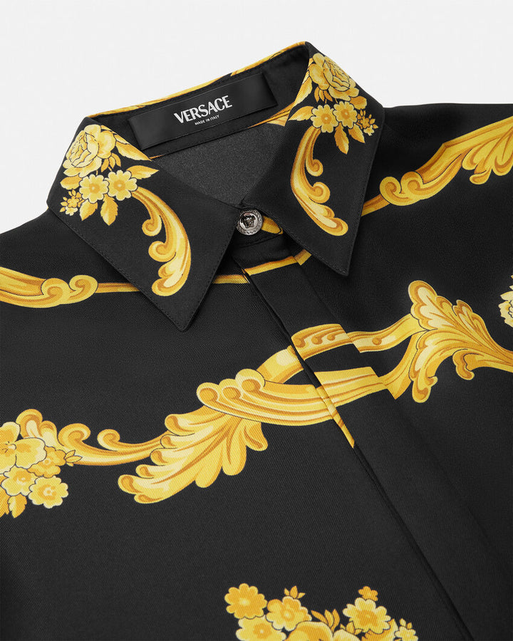 VERSACE CAMEO SILK MIDI SHIRT DRESS