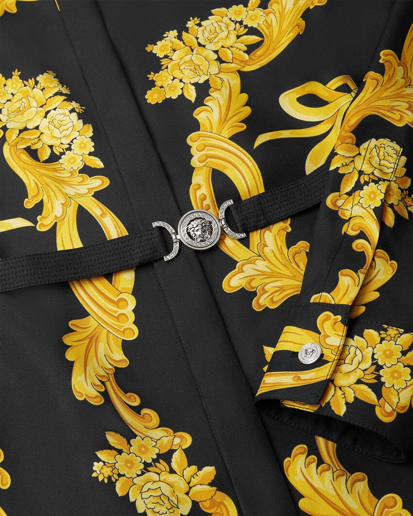 VERSACE CAMEO SILK MIDI SHIRT DRESS
