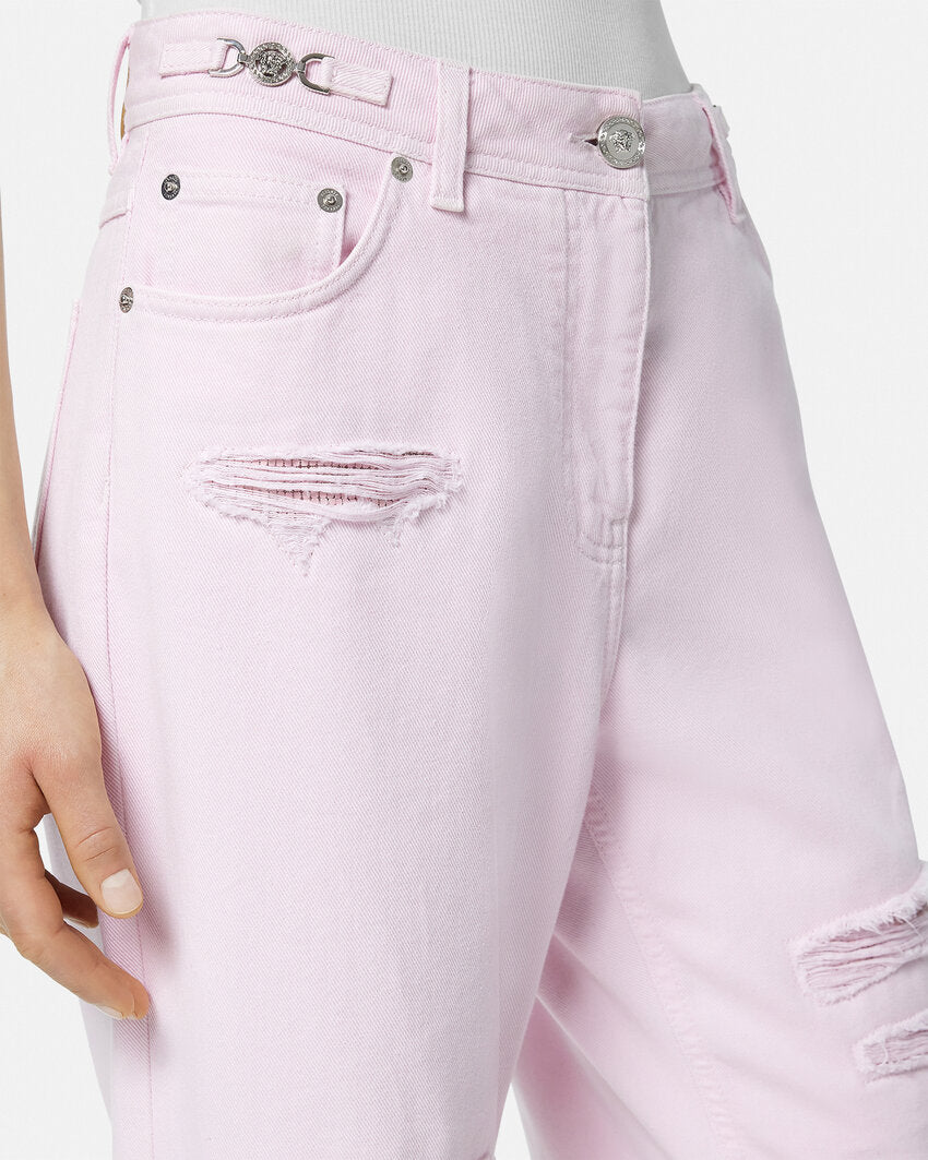 VERSACE MEDUSA '95 METAL MESH BOYFRIEND JEANS