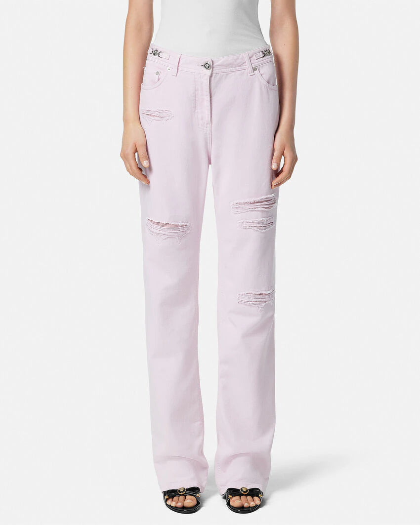 VERSACE MEDUSA '95 METAL MESH BOYFRIEND JEANS
