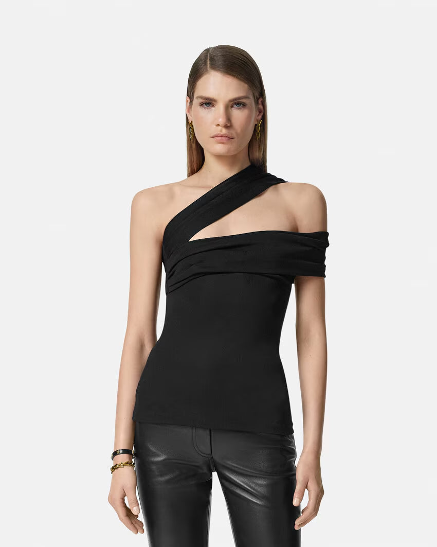 Versace ONE-SHOULDER GATHERED TOP
