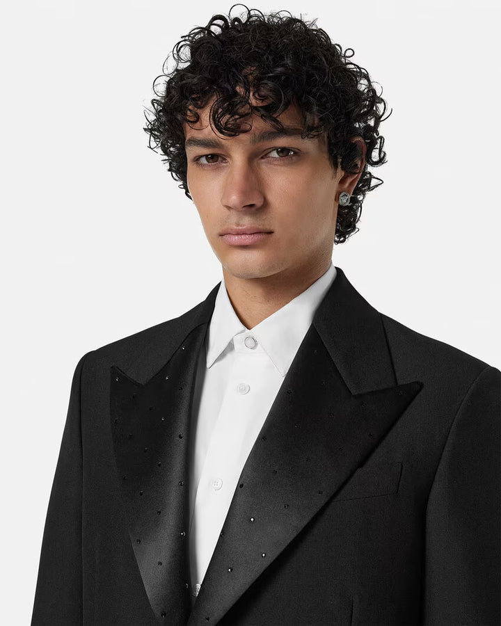 VERSACE Crystal Mohair-Blend Single-Breasted Blazer