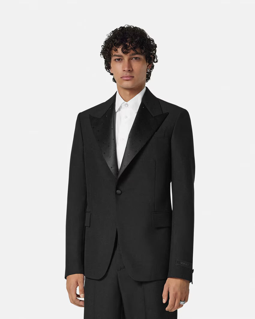VERSACE Crystal Mohair-Blend Single-Breasted Blazer