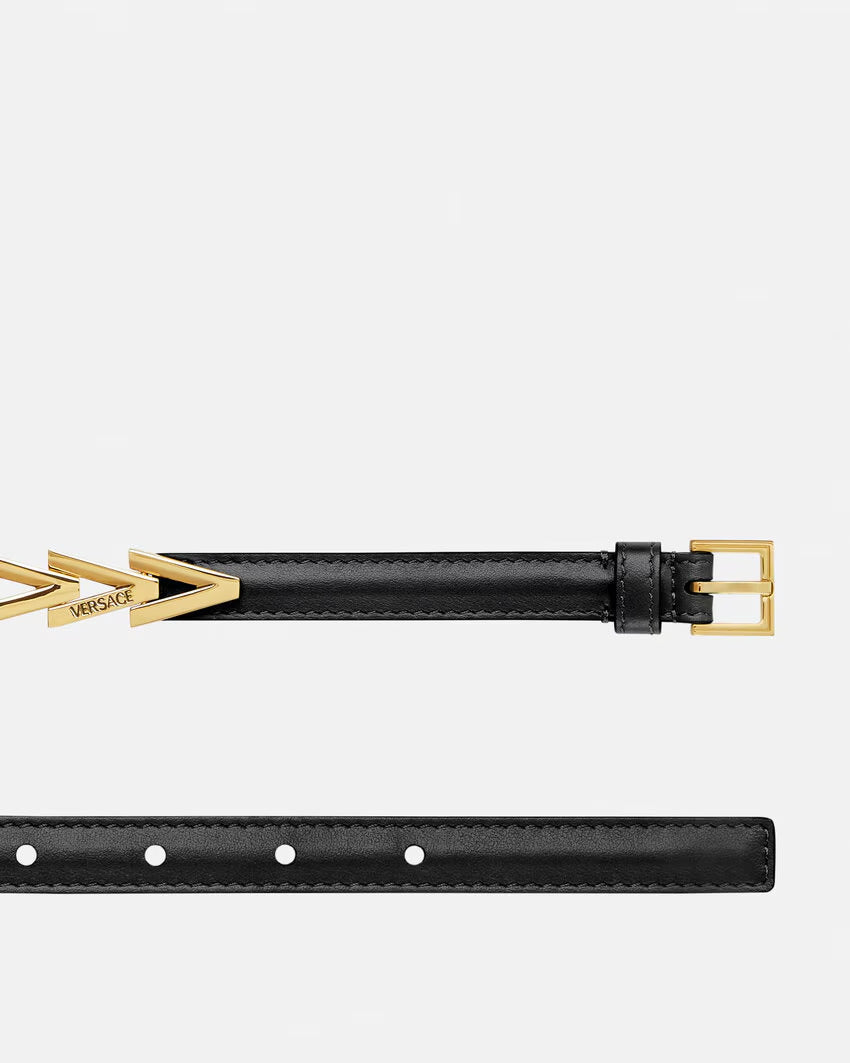 VERSACE V2025 Chain Leather Belt 0.8"