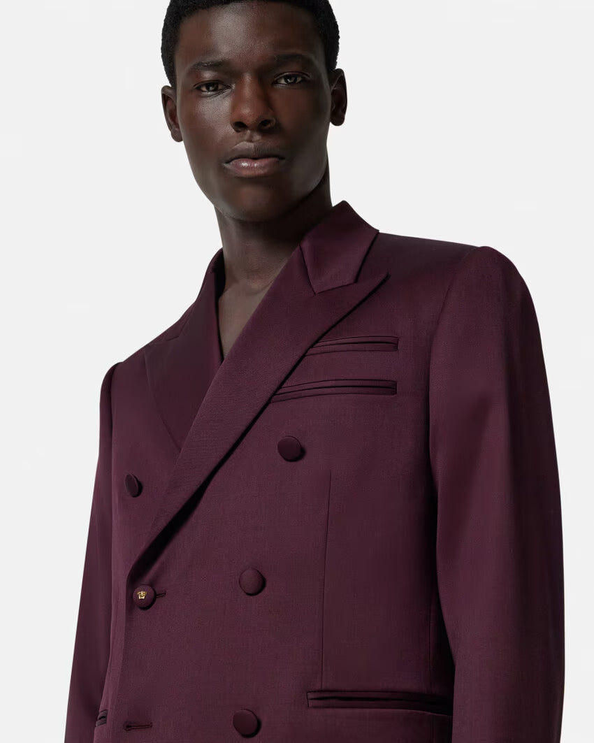 VERSACE Wool Double-Breasted Blazer