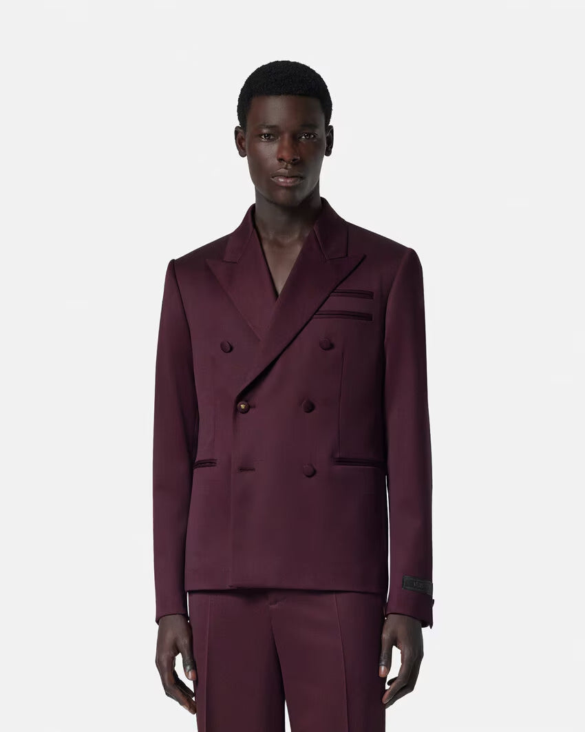 VERSACE Wool Double-Breasted Blazer