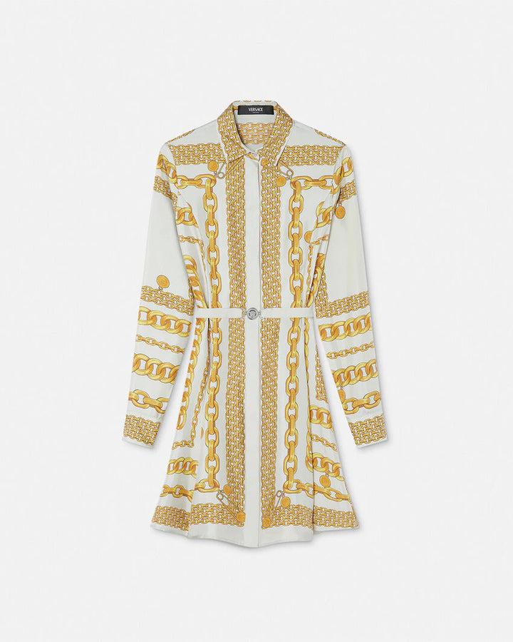 VERSACE TREASURE SILK MINI SHIRT DRESS