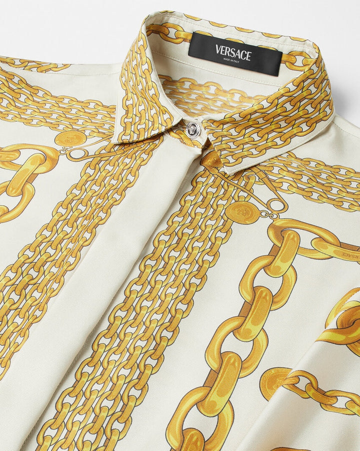VERSACE TREASURE SILK MINI SHIRT DRESS