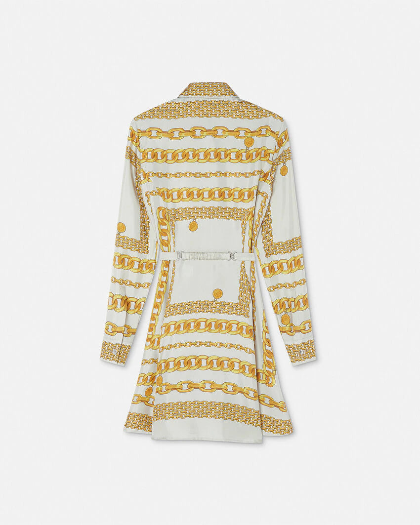 VERSACE TREASURE SILK MINI SHIRT DRESS