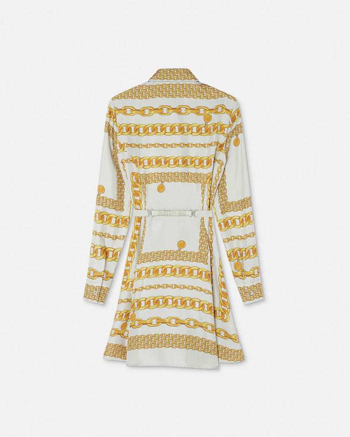 VERSACE TREASURE SILK MINI SHIRT DRESS