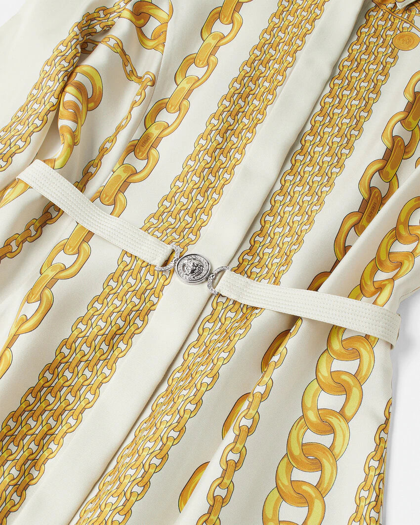 VERSACE TREASURE SILK MINI SHIRT DRESS