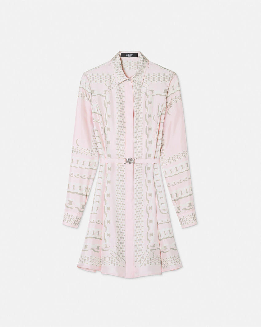 VERSACE TREASURE SILK MINI SHIRT DRESS