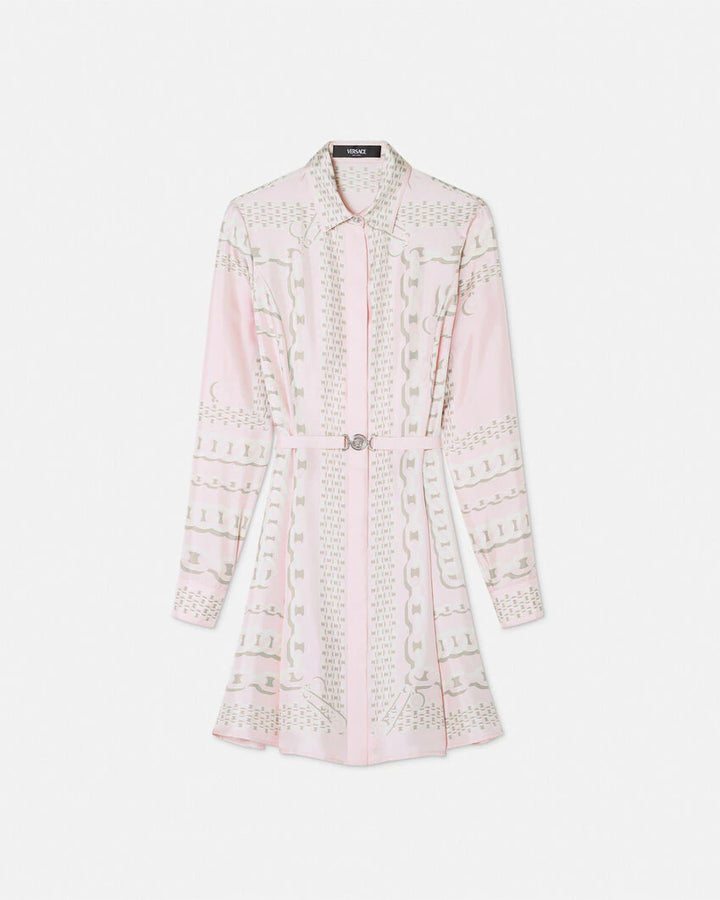 VERSACE TREASURE SILK MINI SHIRT DRESS
