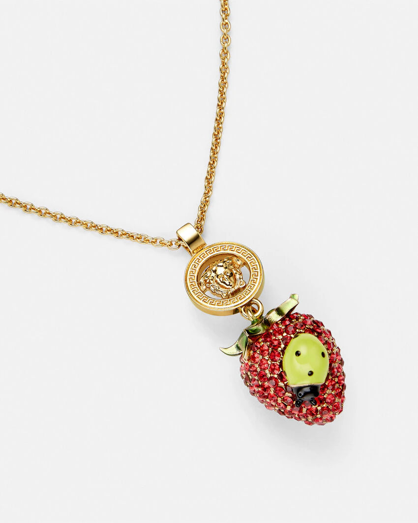 VERSACE STRAWBERRY GARDEN PENDANT NECKLACE