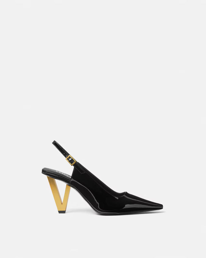 VERSACE V2025 Patent Slingback Pumps 85 mm