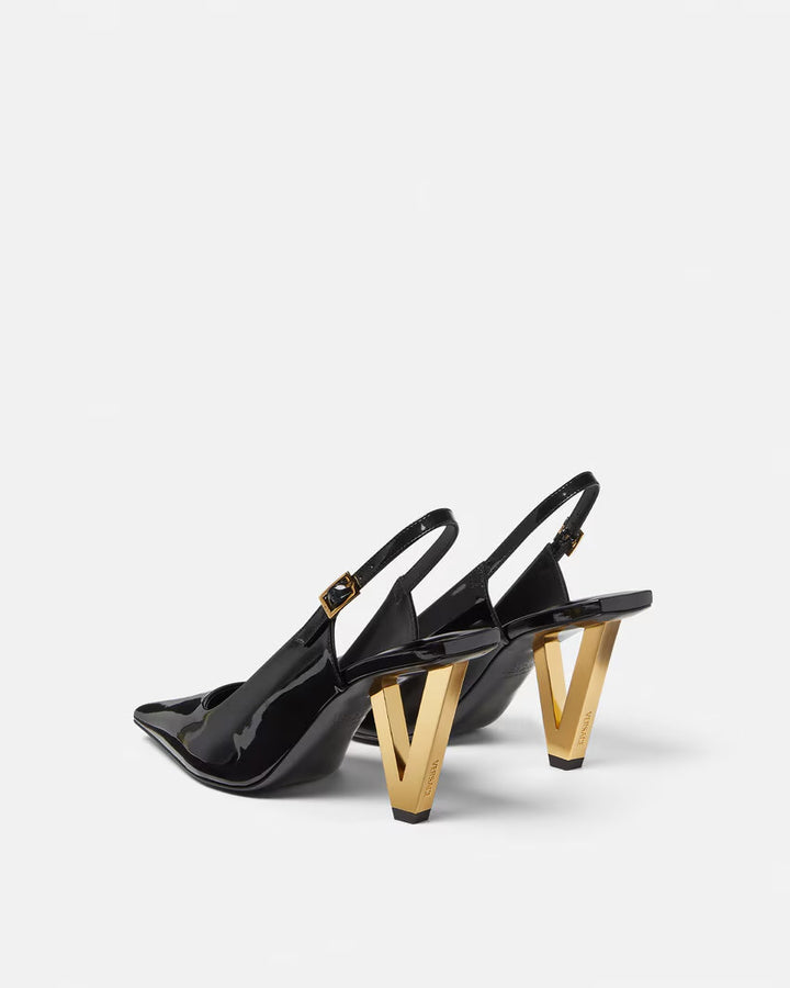 VERSACE V2025 Patent Slingback Pumps 85 mm