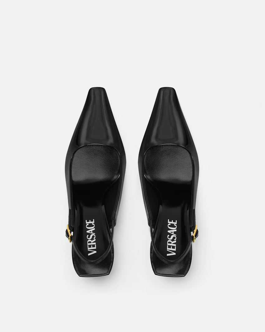 VERSACE V2025 Patent Slingback Pumps 85 mm