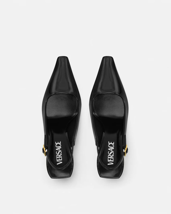 VERSACE V2025 Patent Slingback Pumps 85 mm
