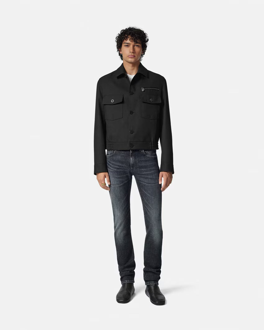 VERSACE Embroidered Medusa Slim-Fit Jeans