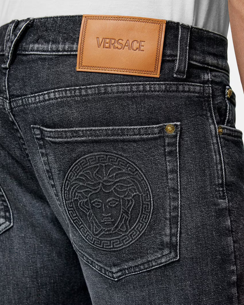 VERSACE Embroidered Medusa Slim-Fit Jeans