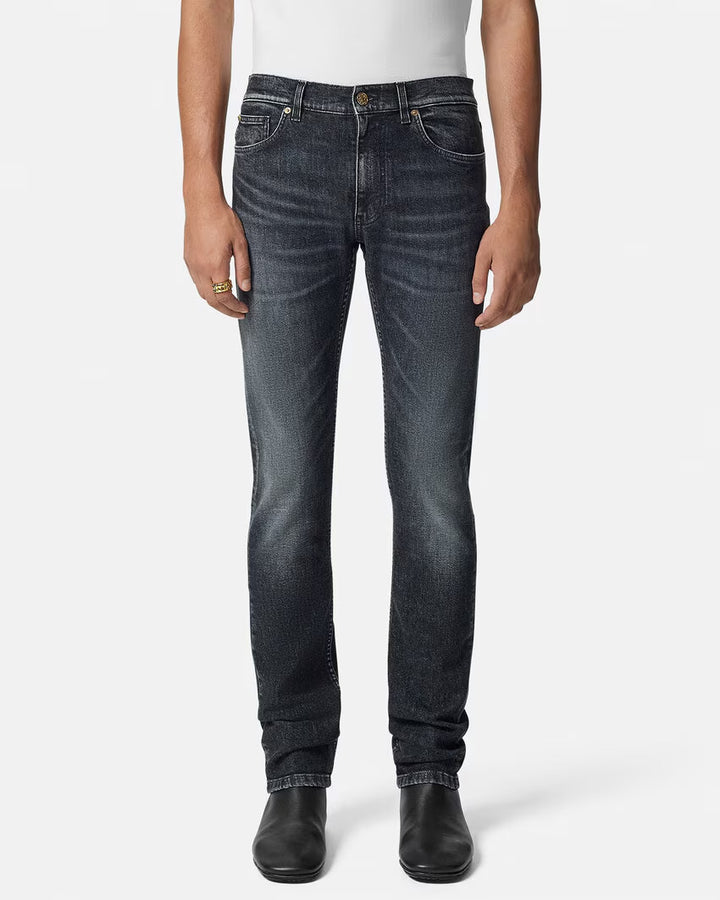 VERSACE Embroidered Medusa Slim-Fit Jeans