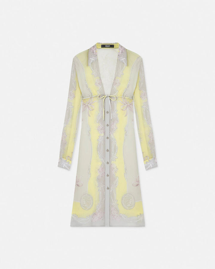 VERSACE CAMEO SILK CRÊPE MIDI SHIRT DRESS