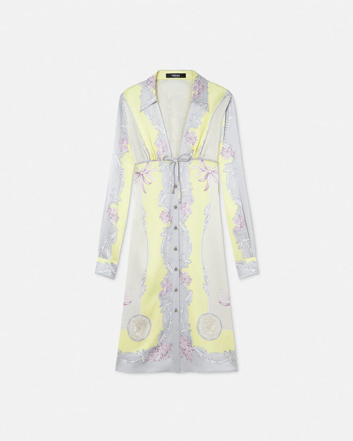 VERSACE CAMEO SILK MIDI SHIRT DRESS