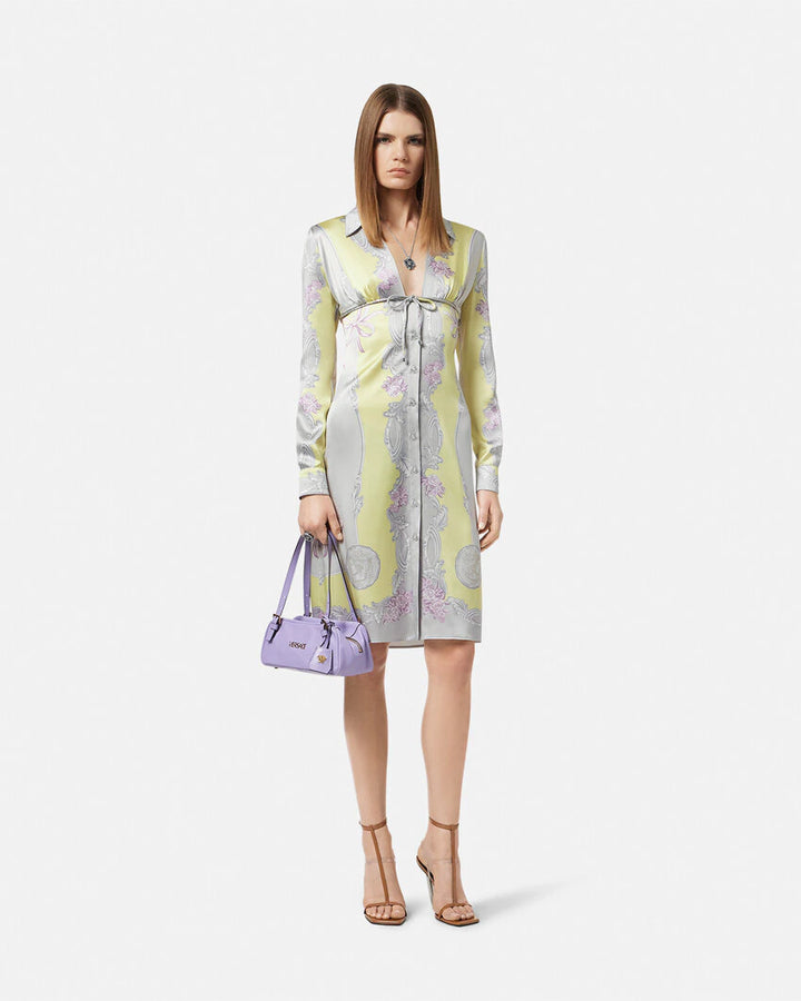 VERSACE CAMEO SILK MIDI SHIRT DRESS